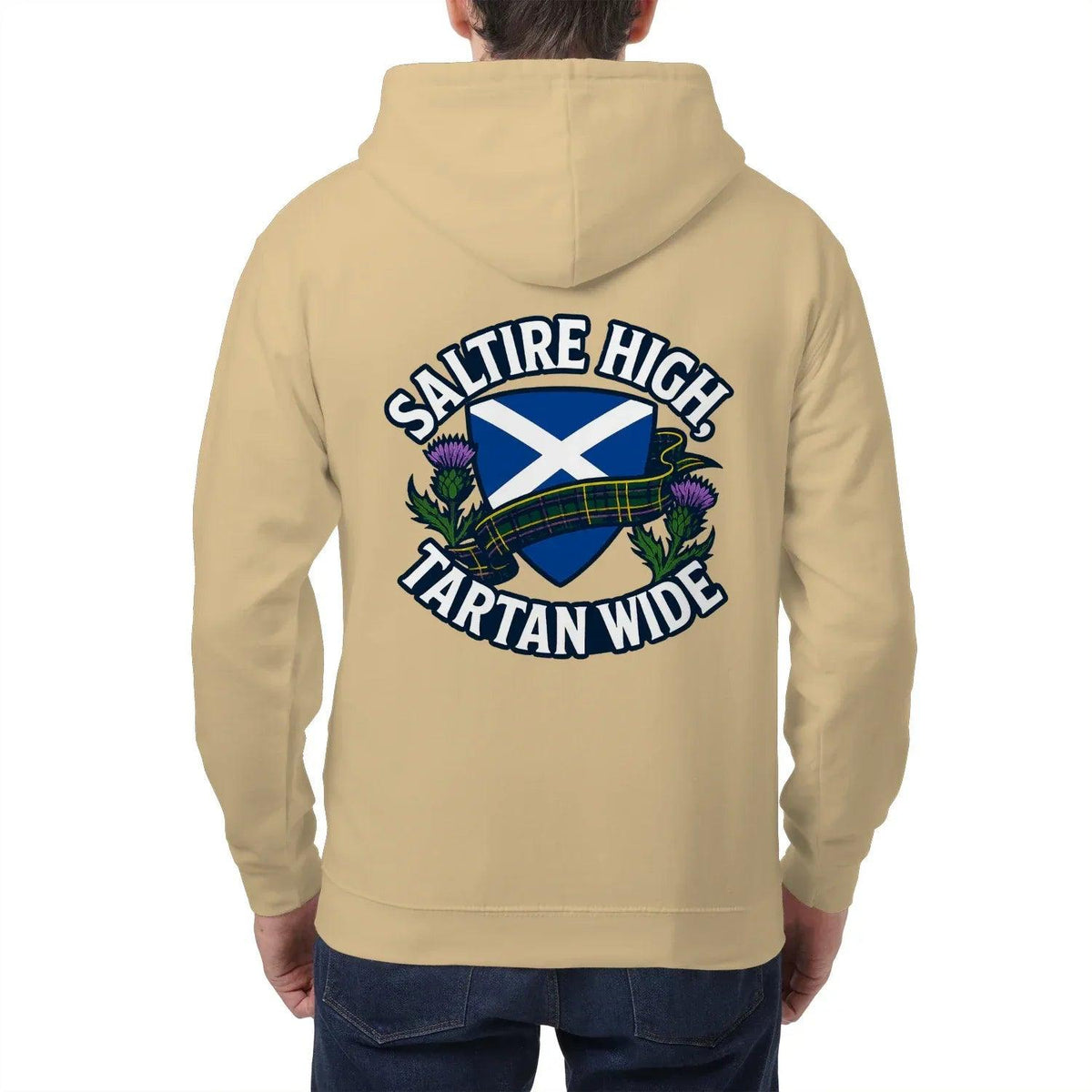 Scottish Zip Hoodie - Saltire Tartan, Unisex Streetwear - Celtic Wolfwear