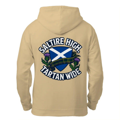 Scottish Zip Hoodie - Saltire Tartan, Unisex Streetwear - Celtic Wolfwear
