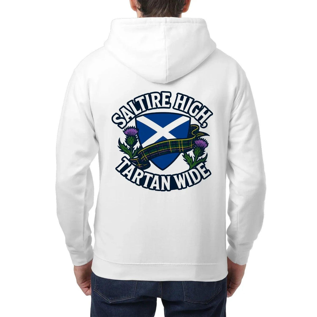 Scottish Zip Hoodie - Saltire Tartan, Unisex Streetwear - Celtic Wolfwear