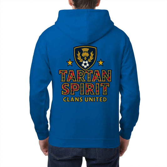 Scottish Zip Hoodie - Tartan Spirit Clans Utd, Unisex - Celtic Wolfwear