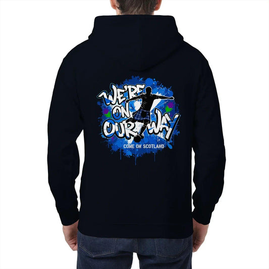 Scottish Zip Hoodie - We Re on Our Way Unisex Streetwear - Celtic Wolfwear