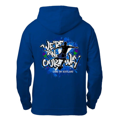 Scottish Zip Hoodie - We Re on Our Way Unisex Streetwear - Celtic Wolfwear
