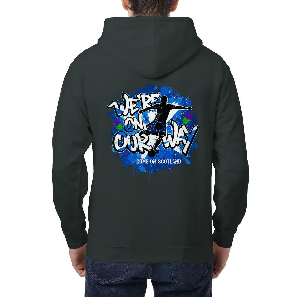 Scottish Zip Hoodie - We Re on Our Way Unisex Streetwear - Celtic Wolfwear
