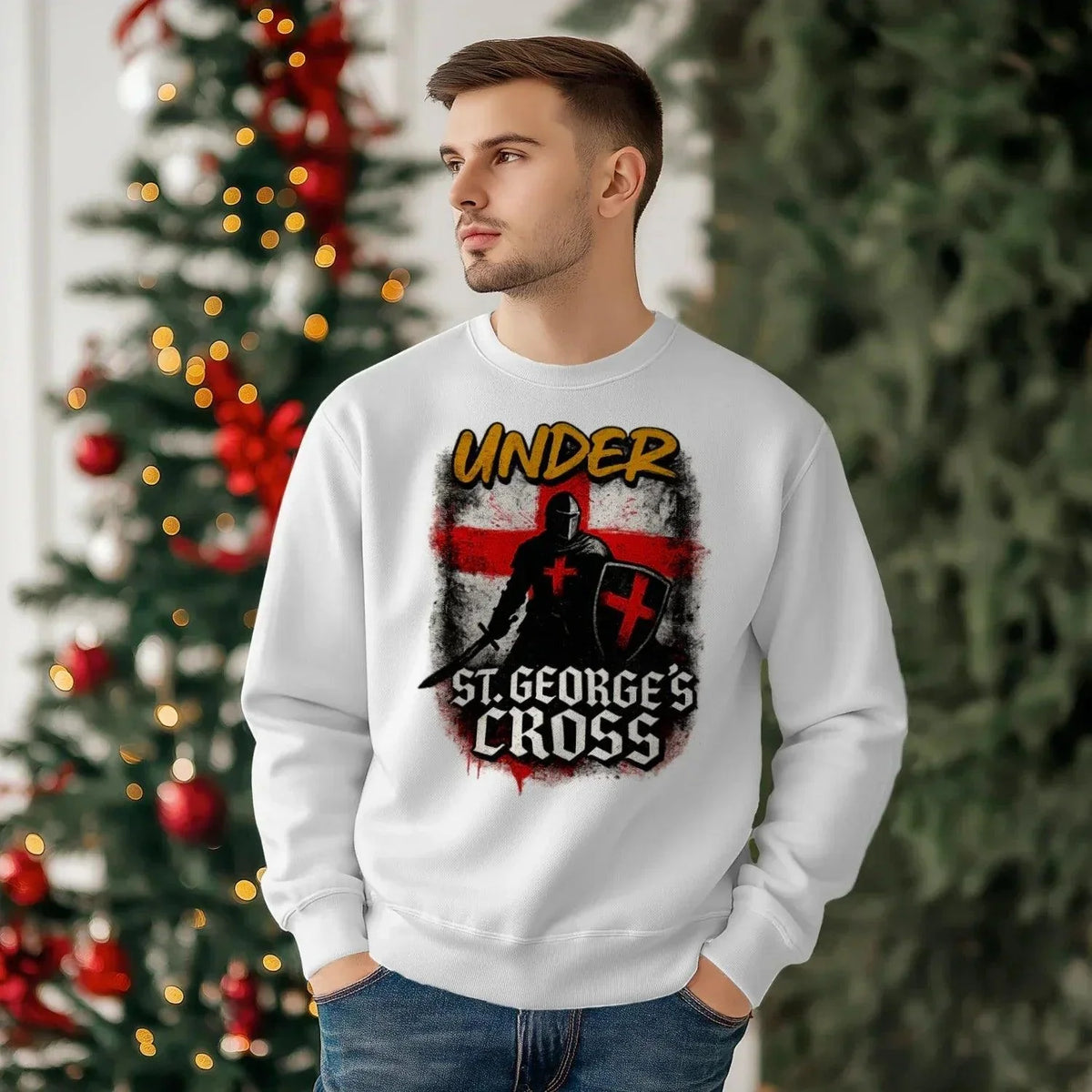 St George Sweatshirt - Cross Crew, Unisex Matchday Wear - Celtic Wolfwear