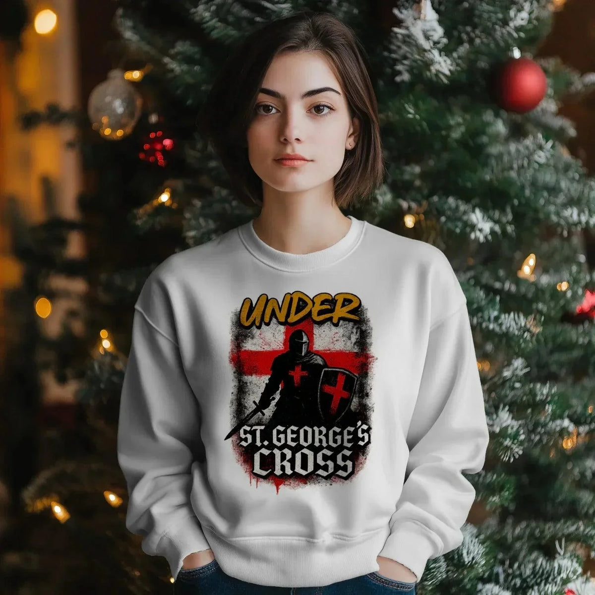 St George Sweatshirt - Cross Crew, Unisex Matchday Wear - Celtic Wolfwear