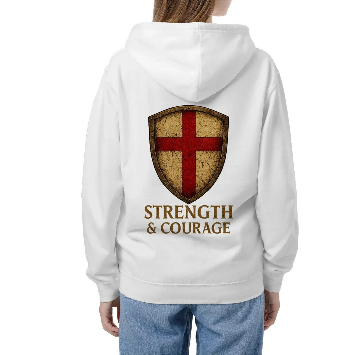 St George Zip Hoodie - White, Premium Unisex Streetwear - Celtic Wolfwear