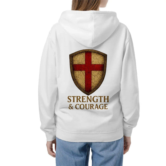 St George Zip Hoodie - White, Premium Unisex Streetwear - Celtic Wolfwear