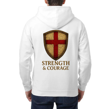 St George Zip Hoodie - White, Premium Unisex Streetwear - Celtic Wolfwear