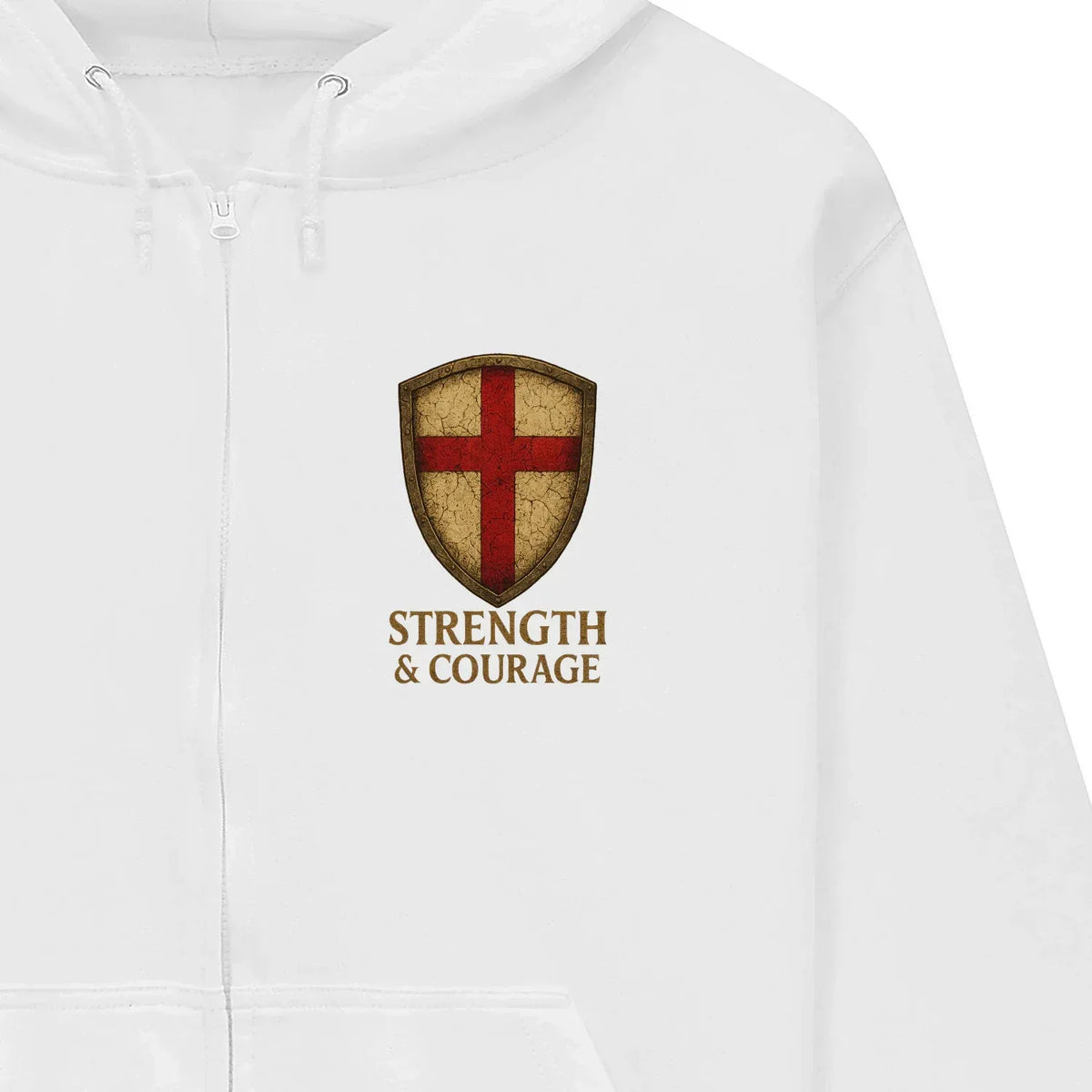 St George Zip Hoodie - White, Premium Unisex Streetwear - Celtic Wolfwear