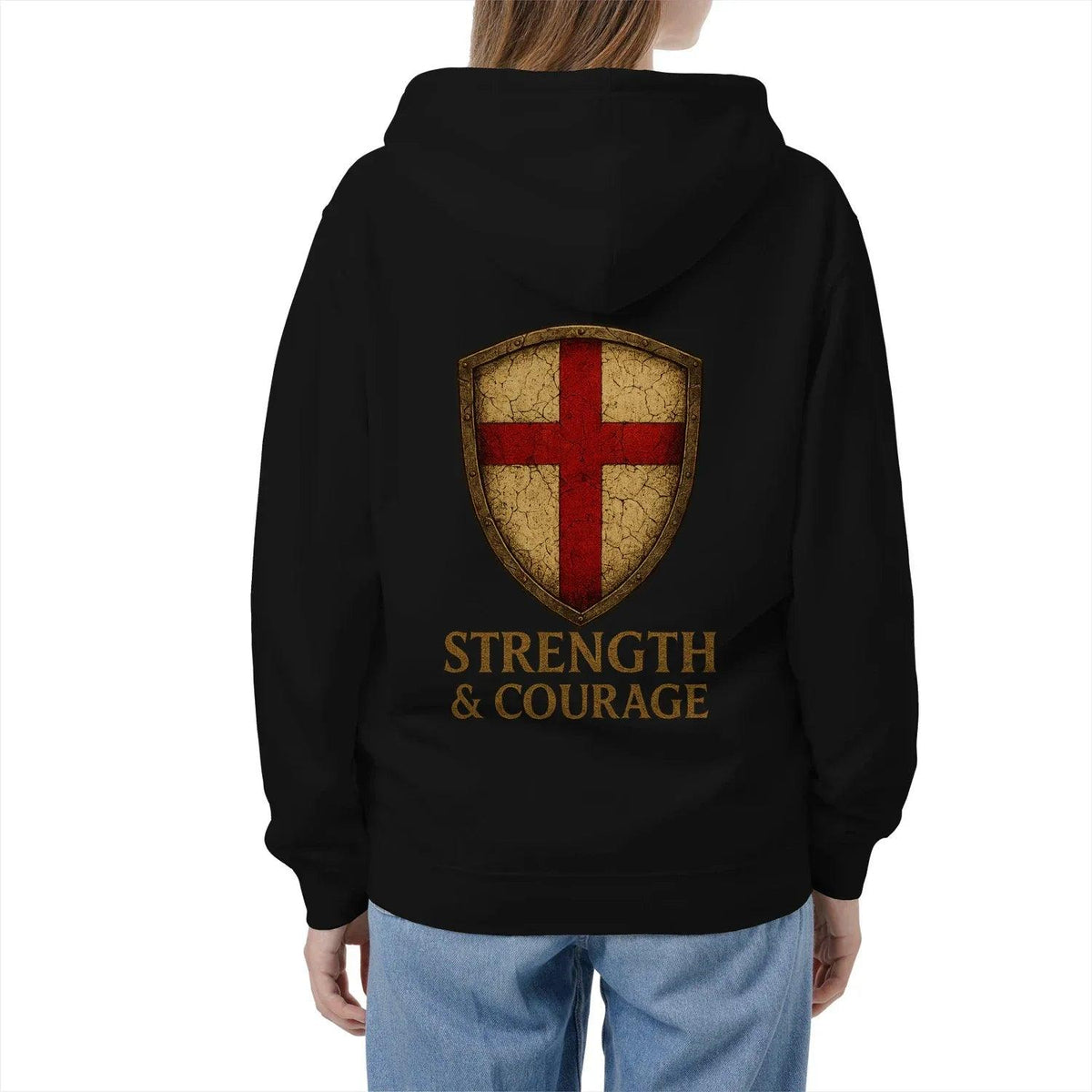 St George Zip Hoodie - White, Premium Unisex Streetwear - Celtic Wolfwear