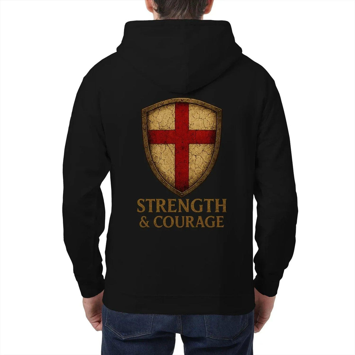 St George Zip Hoodie - White, Premium Unisex Streetwear - Celtic Wolfwear