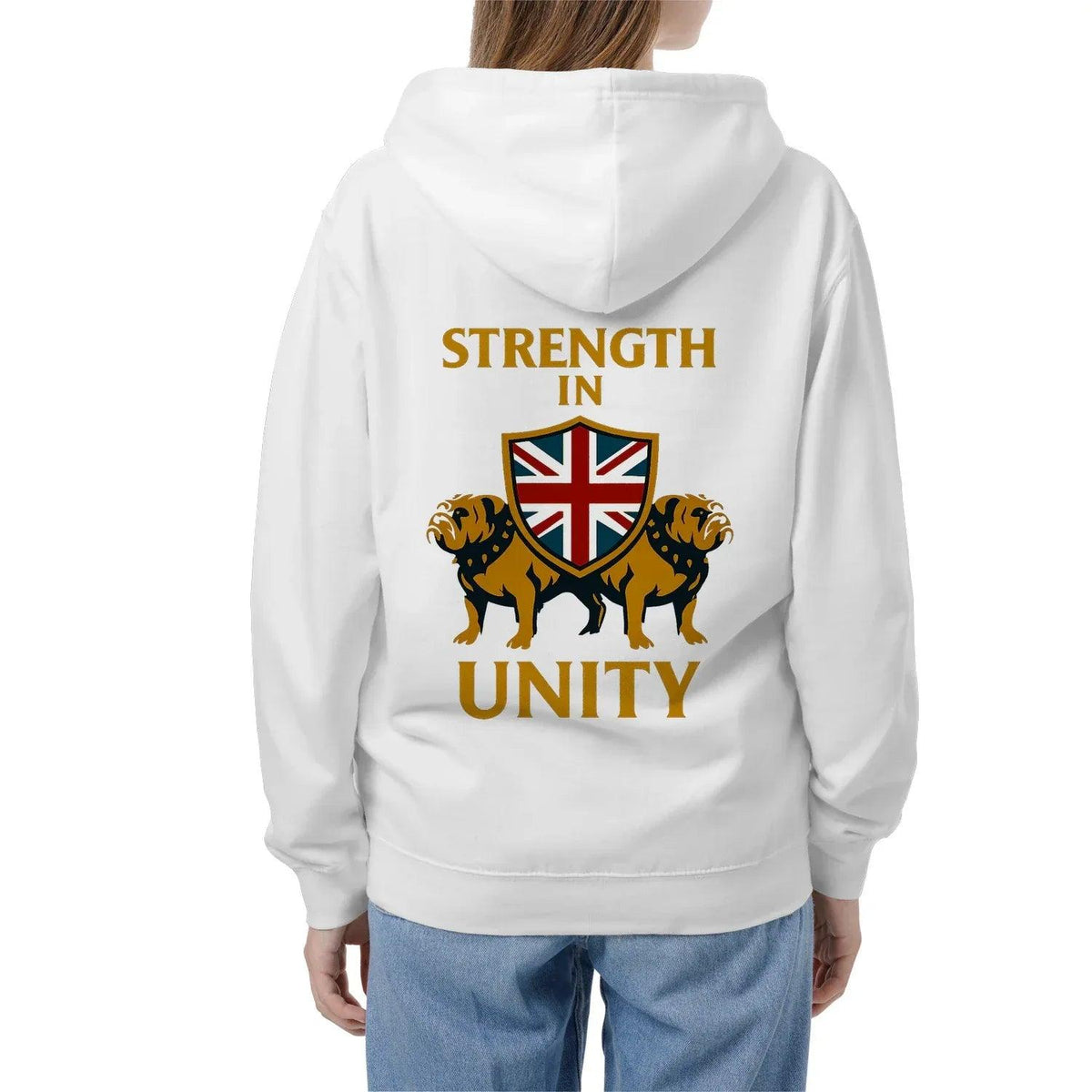 Strength in Unity Bulldog Zip Hoodie – Union Jack Shield - Celtic Wolfwear
