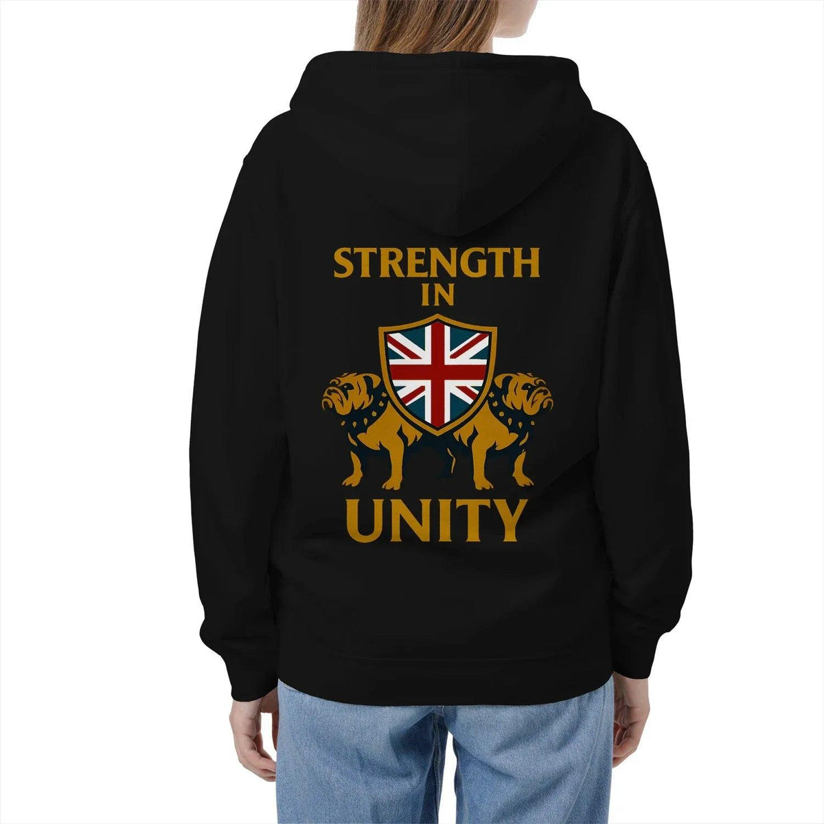 Strength in Unity Bulldog Zip Hoodie – Union Jack Shield - Celtic Wolfwear
