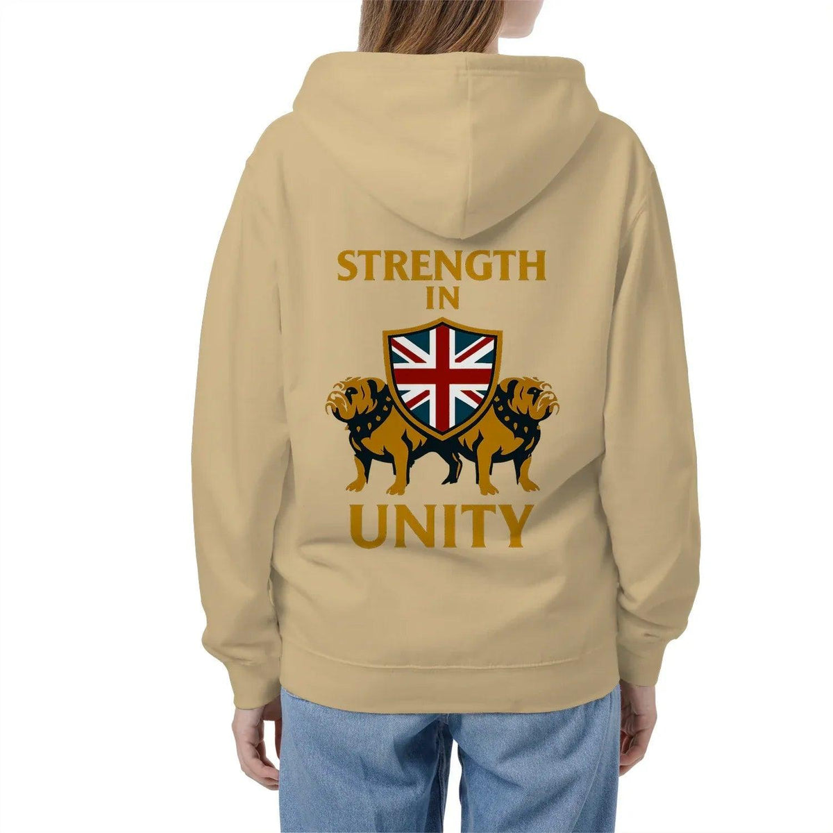 Strength in Unity Bulldog Zip Hoodie – Union Jack Shield - Celtic Wolfwear
