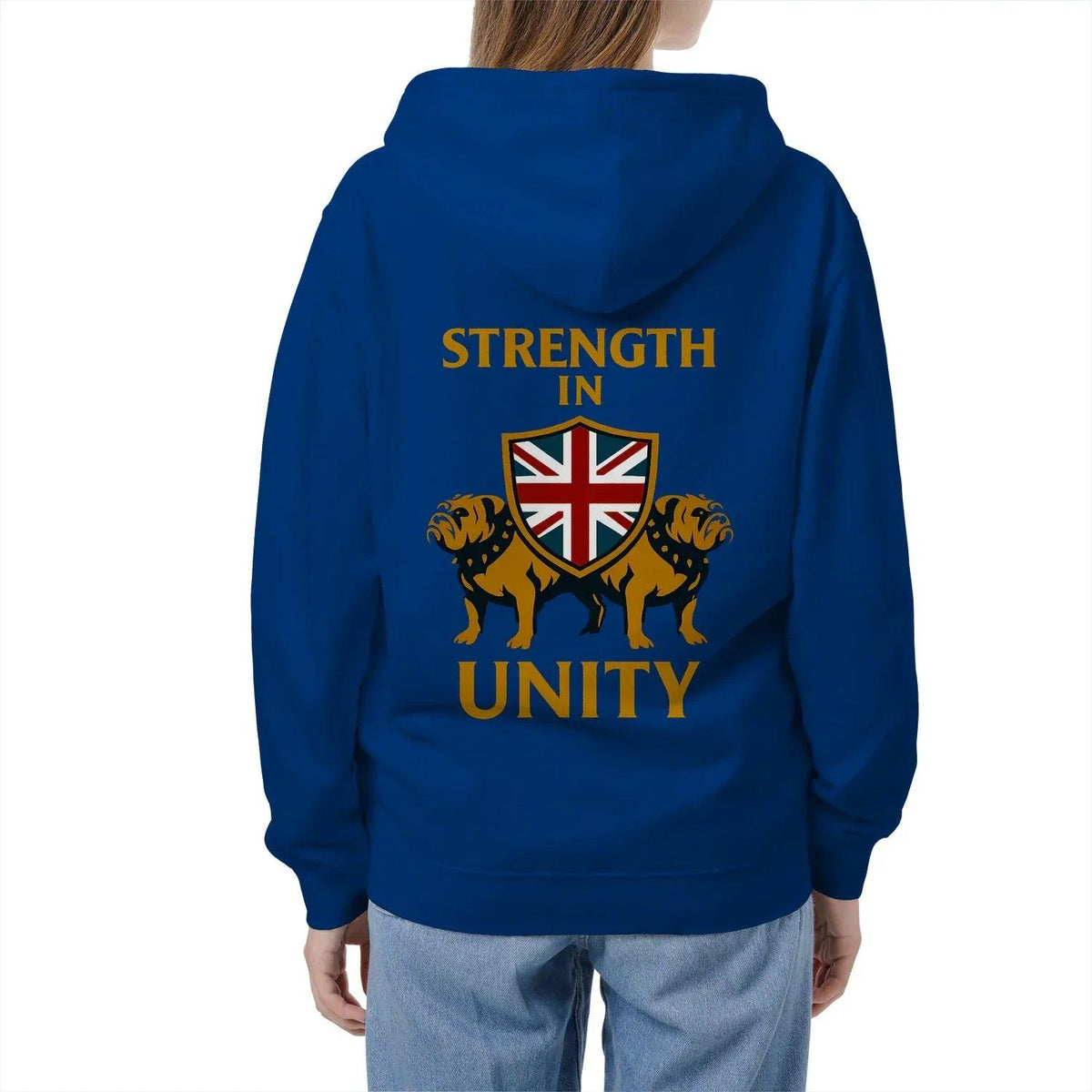 Strength in Unity Bulldog Zip Hoodie – Union Jack Shield - Celtic Wolfwear