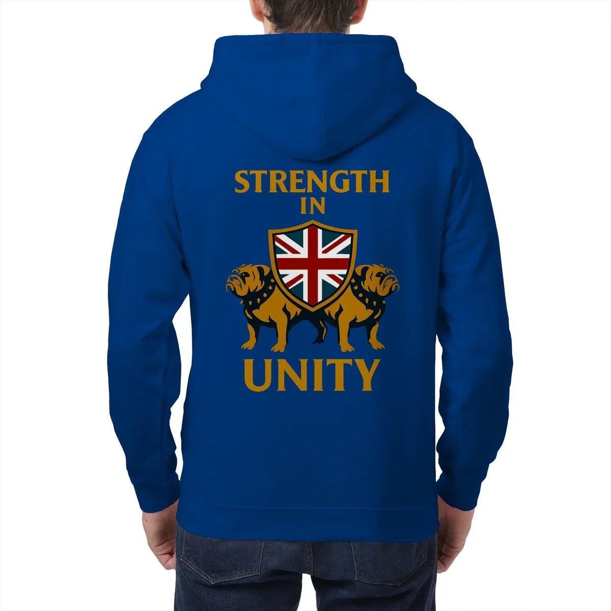 Strength in Unity Bulldog Zip Hoodie – Union Jack Shield - Celtic Wolfwear