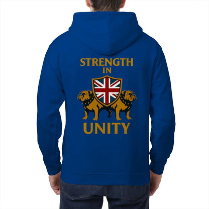 Strength in Unity Bulldog Zip Hoodie – Union Jack Shield - Celtic Wolfwear