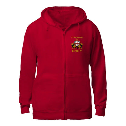 Strength in Unity Bulldog Zip Hoodie – Union Jack Shield - Celtic Wolfwear