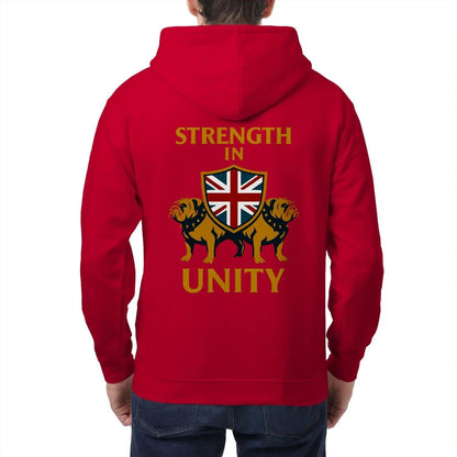 Strength in Unity Bulldog Zip Hoodie – Union Jack Shield - Celtic Wolfwear