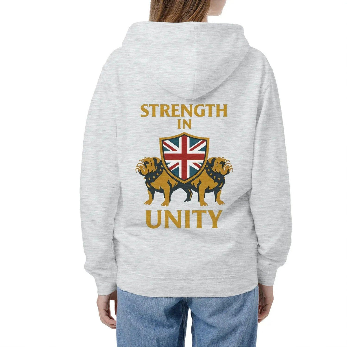 Strength in Unity Bulldog Zip Hoodie – Union Jack Shield - Celtic Wolfwear