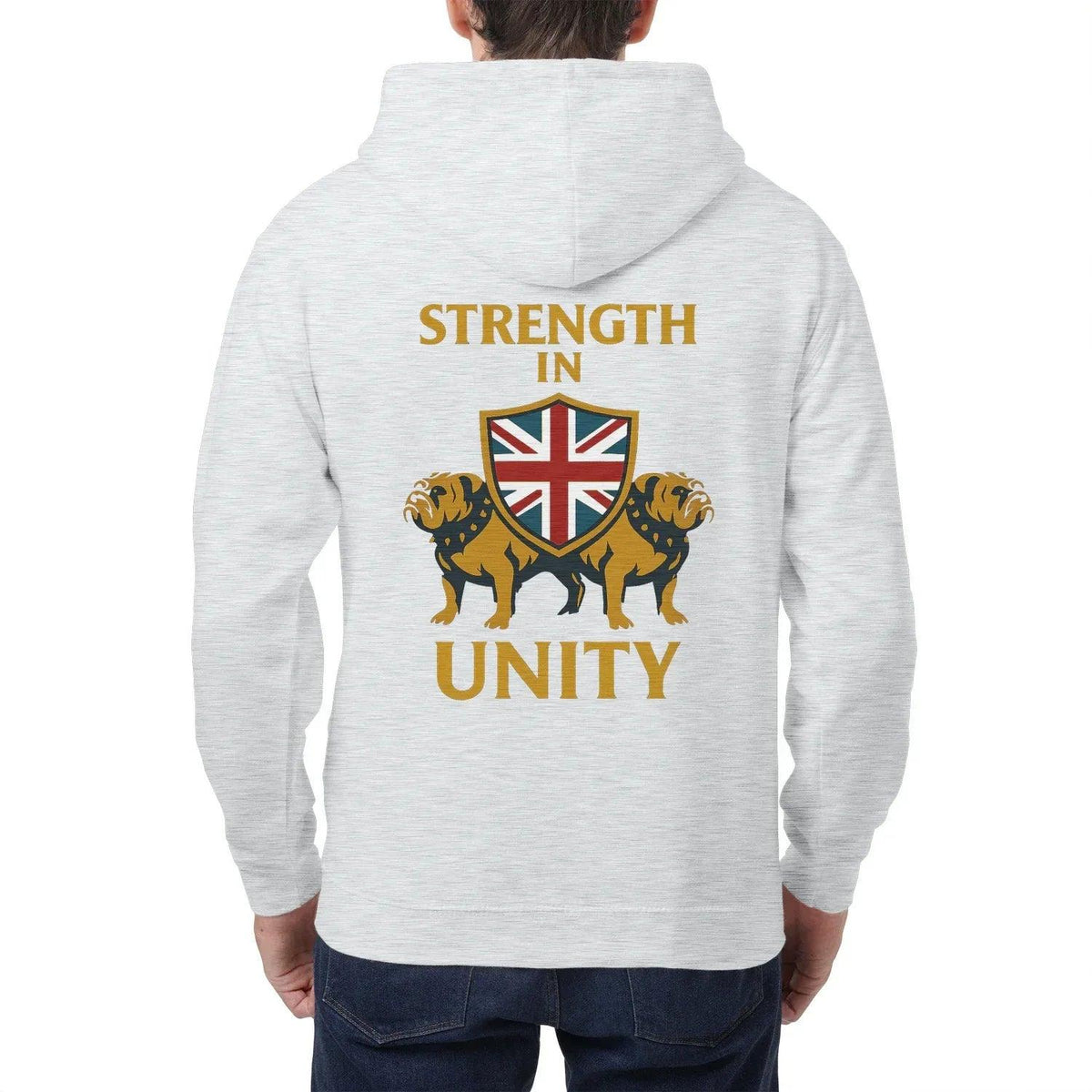 Strength in Unity Bulldog Zip Hoodie – Union Jack Shield - Celtic Wolfwear