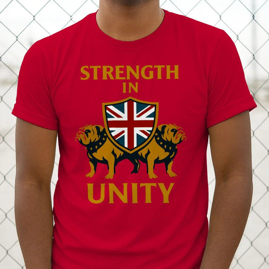 Strength in Unity Union Jack T-Shirt – Lion Shield Tee - Celtic Wolfwear