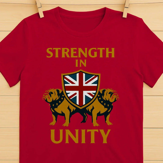 Strength in Unity Union Jack T-Shirt – Lion Shield Tee - Celtic Wolfwear