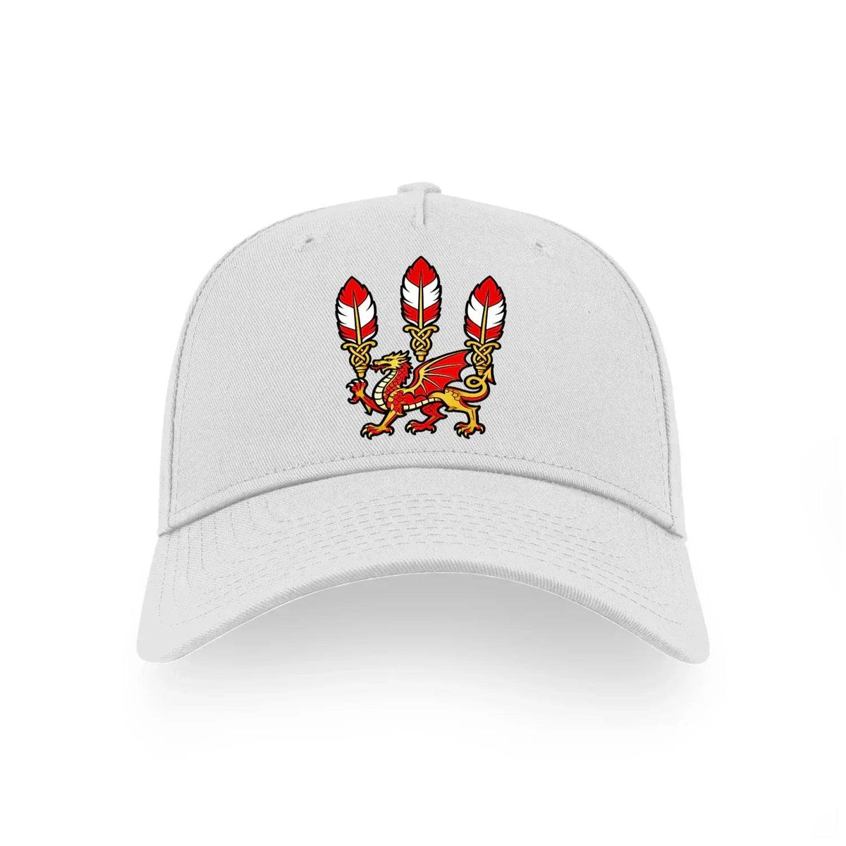 Three Dragons Welsh Baseball Cap – Feather Crown Emblem - Celtic Wolfwear