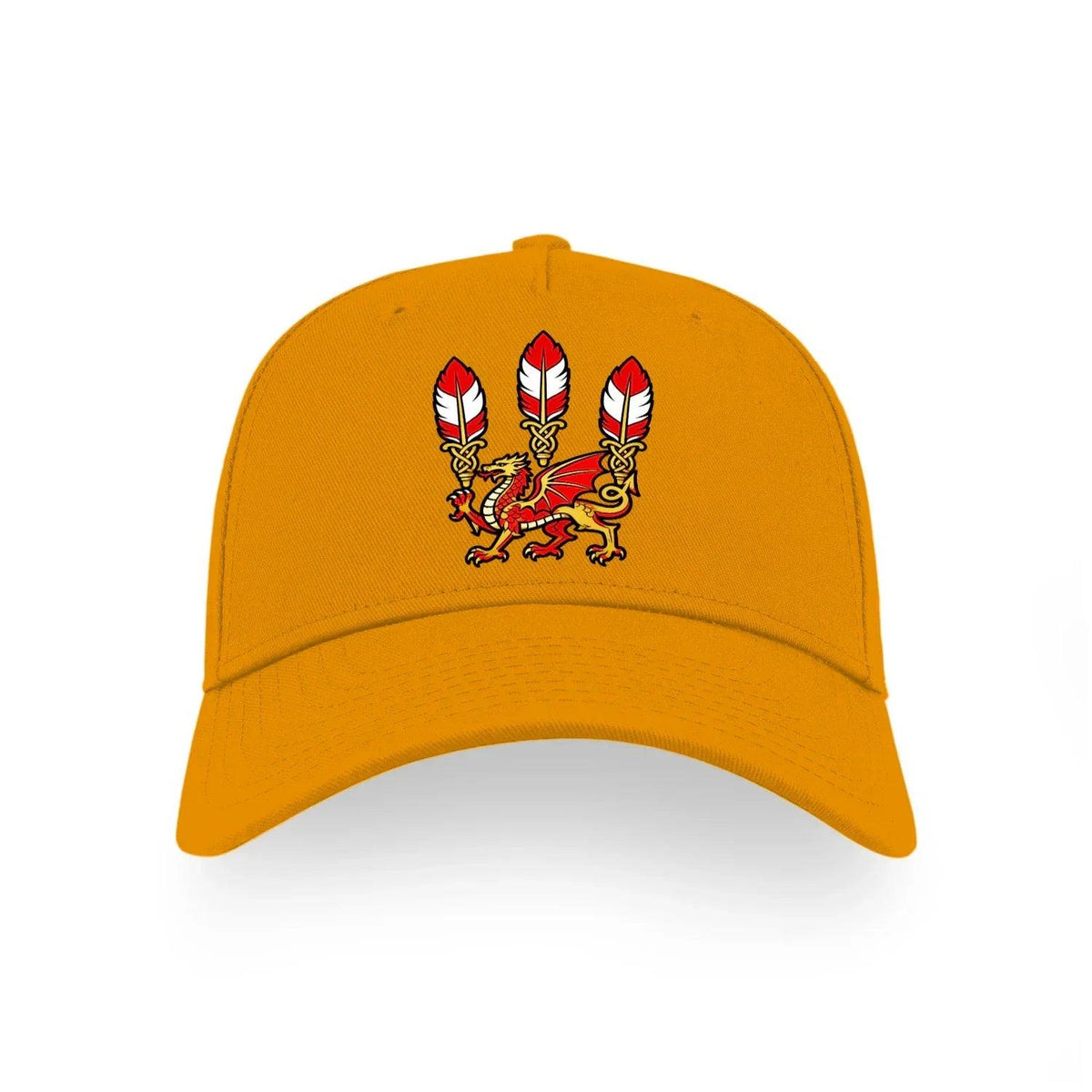 Three Dragons Welsh Baseball Cap – Feather Crown Emblem - Celtic Wolfwear