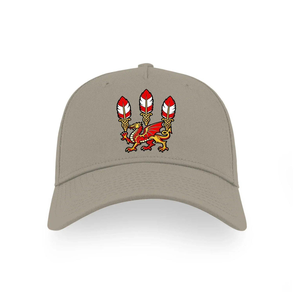 Three Dragons Welsh Baseball Cap – Feather Crown Emblem - Celtic Wolfwear