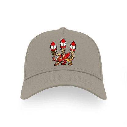 Three Dragons Welsh Baseball Cap – Feather Crown Emblem - Celtic Wolfwear