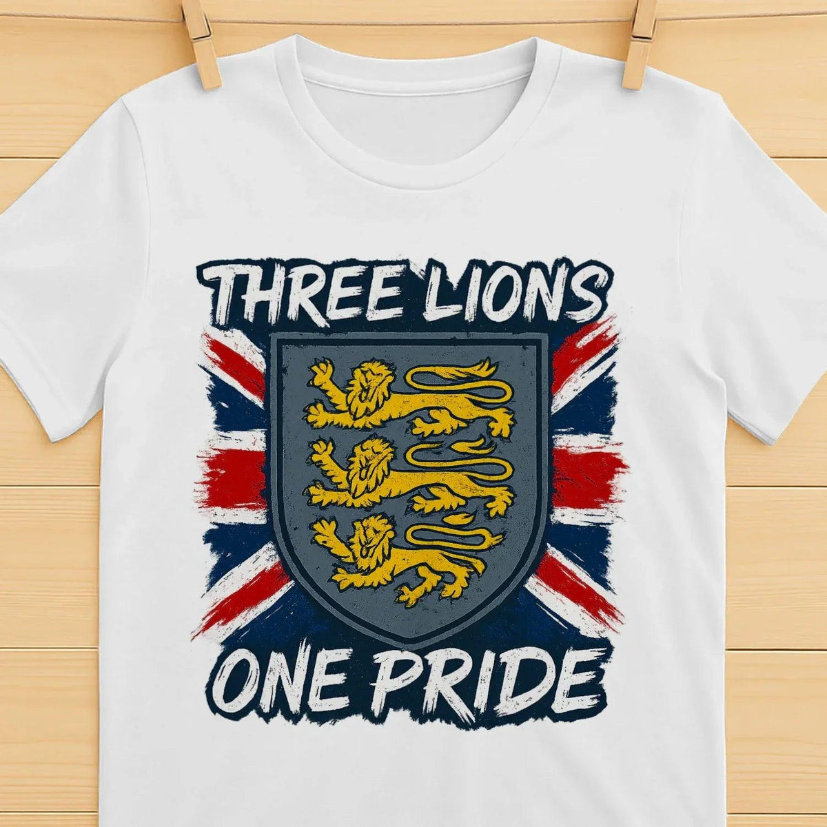 Three Lions One Pride England T-Shirt – Heraldic Shield - Celtic Wolfwear