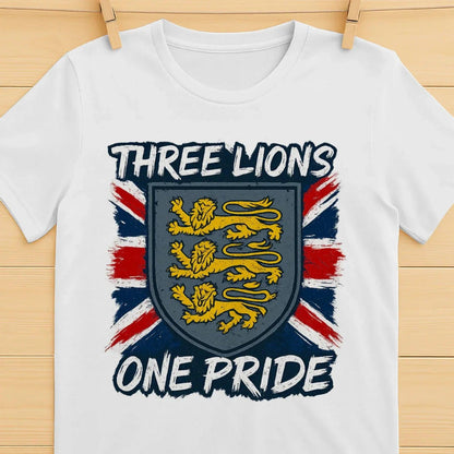 Three Lions One Pride England T-Shirt – Heraldic Shield - Celtic Wolfwear