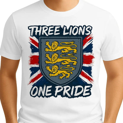 Three Lions One Pride England T-Shirt – Heraldic Shield - Celtic Wolfwear