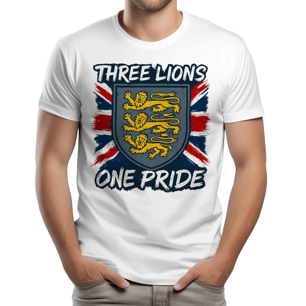 Three Lions One Pride England T-Shirt – Heraldic Shield - Celtic Wolfwear
