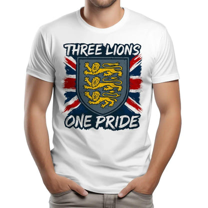 Three Lions One Pride England T-Shirt – Heraldic Shield - Celtic Wolfwear