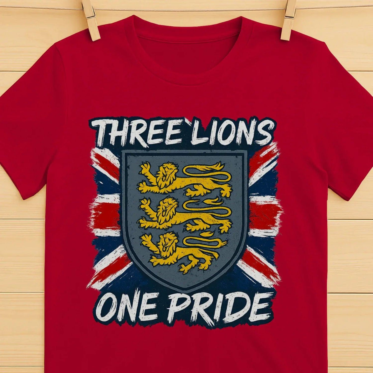 Three Lions One Pride England T-Shirt – Heraldic Shield - Celtic Wolfwear