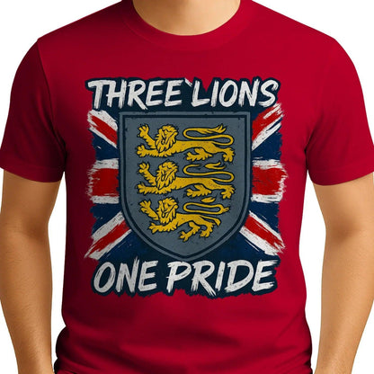 Three Lions One Pride England T-Shirt – Heraldic Shield - Celtic Wolfwear