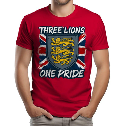 Three Lions One Pride England T-Shirt – Heraldic Shield - Celtic Wolfwear