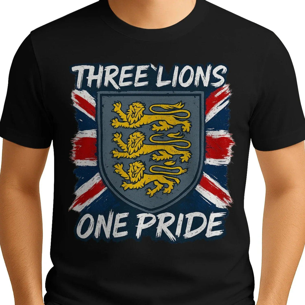 Three Lions One Pride England T-Shirt – Heraldic Shield - Celtic Wolfwear