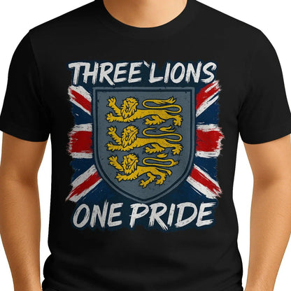 Three Lions One Pride England T-Shirt – Heraldic Shield - Celtic Wolfwear