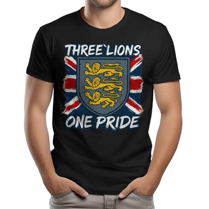 Three Lions One Pride England T-Shirt – Heraldic Shield - Celtic Wolfwear