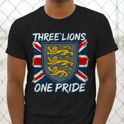Three Lions One Pride England T-Shirt – Heraldic Shield - Celtic Wolfwear