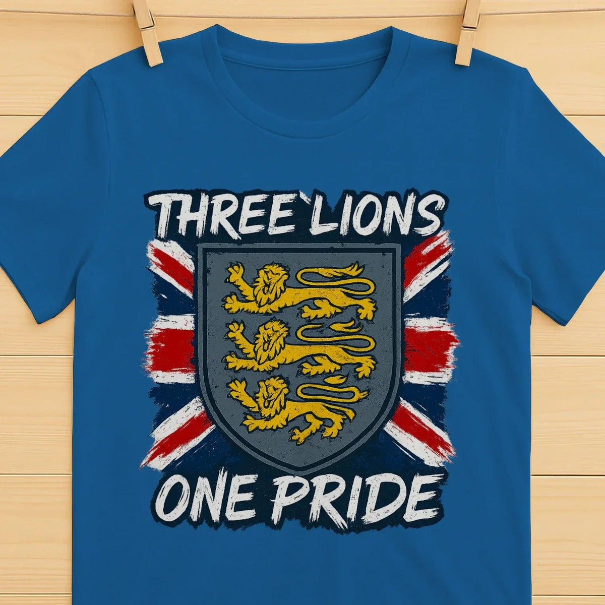 Three Lions One Pride England T-Shirt – Heraldic Shield - Celtic Wolfwear