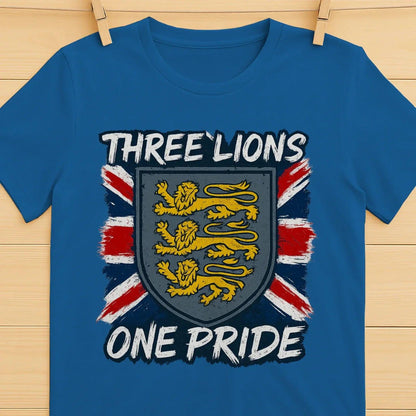Three Lions One Pride England T-Shirt – Heraldic Shield - Celtic Wolfwear