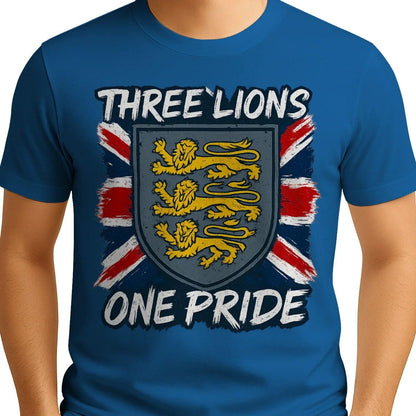 Three Lions One Pride England T-Shirt – Heraldic Shield - Celtic Wolfwear