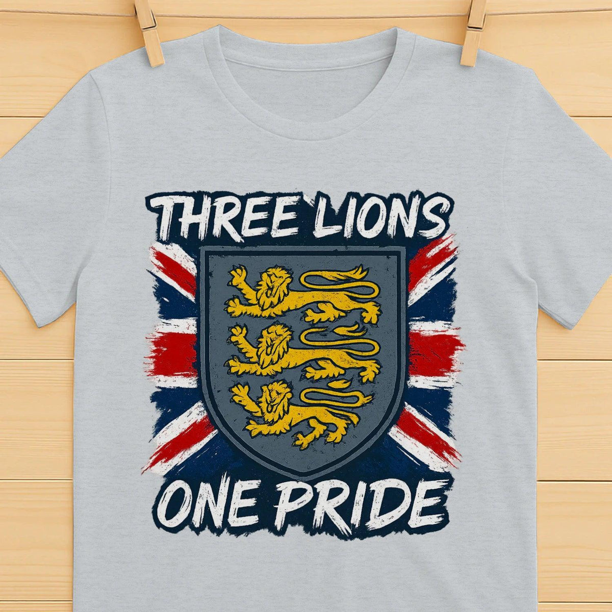 Three Lions One Pride England T-Shirt – Heraldic Shield - Celtic Wolfwear