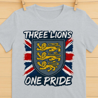 Three Lions One Pride England T-Shirt – Heraldic Shield - Celtic Wolfwear