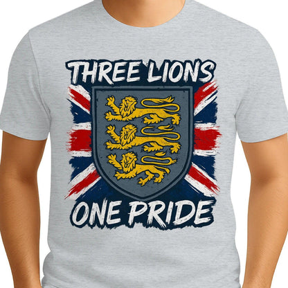 Three Lions One Pride England T-Shirt – Heraldic Shield - Celtic Wolfwear