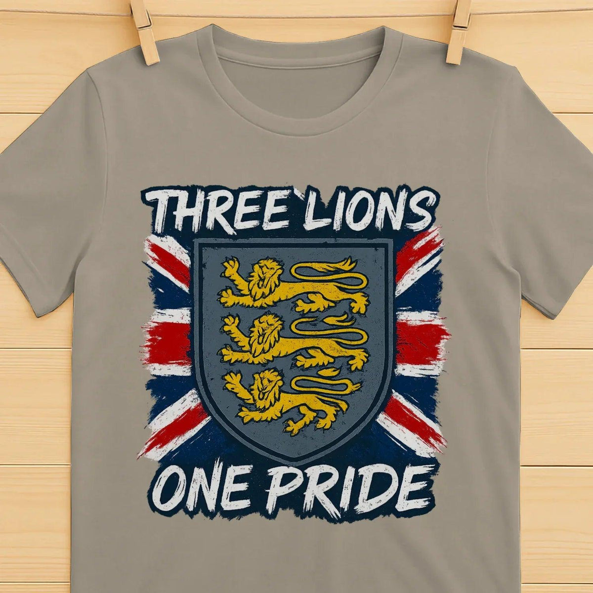 Three Lions One Pride England T-Shirt – Heraldic Shield - Celtic Wolfwear